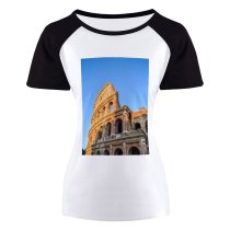 yanfind Women's Sleeve Raglan T Shirt Short Ancient Architecture Building Colosseum Historic Italy Landmark Perspective