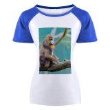 yanfind Women's Sleeve Raglan T Shirt Short Branch Cute Monkey Outdoors Primate Wildlife
