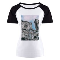 yanfind Women's Sleeve Raglan T Shirt Short Ancient Architecture Building Cathedral Church City Europe Exterior Florence Goth Like