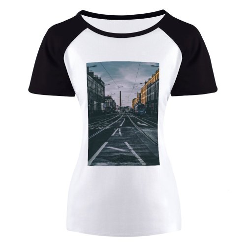 yanfind Women's Sleeve Raglan T Shirt Short Architectural Design Architecture Buildings Daylight Daytime Locomotive Outdoors Public Transport Transportation