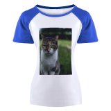 yanfind Women's Sleeve Raglan T Shirt Short Cat Cute Little Pet
