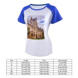 yanfind Women's Sleeve Raglan T Shirt Short Architectural Design Architecture Building Exterior Castle Clouds College Students Daylight Everyday Facade