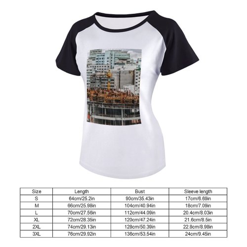 yanfind Women's Sleeve Raglan T Shirt Short Architectural Design Architecture Building Exterior Buildings City Cityscape Concrete Construction Work Contemporary