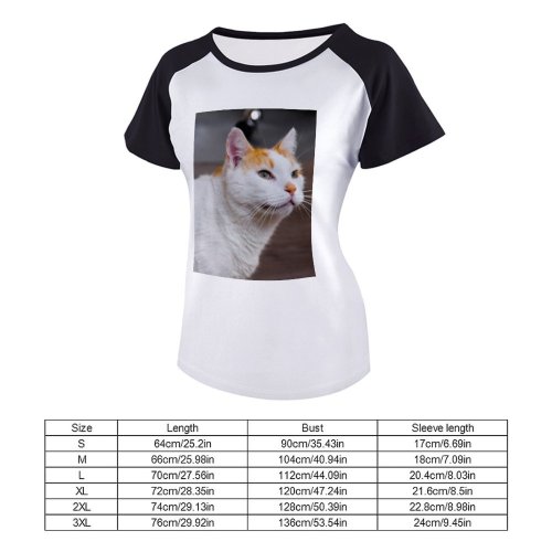 yanfind Women's Sleeve Raglan T Shirt Short Cat Cute Pet Whisker