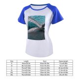 yanfind Women's Sleeve Raglan T Shirt Short Airport Architectural Design Architecture Building Ceiling City Construction Contemporary Expression Futuristic Glass