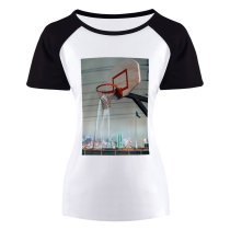 yanfind Women's Sleeve Raglan T Shirt Short Basketball Basket Court Hoop Ring Net Rim Sport Sports