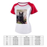 yanfind Women's Sleeve Raglan T Shirt Short Cat Face Eyes Fur Outdoors Pet Whiskers