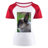 yanfind Women's Sleeve Raglan T Shirt Short Adorable Bunny Cute Easter Fur Grass Hare Little Pet Rabbit