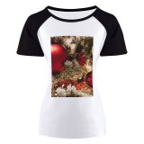 yanfind Women's Sleeve Raglan T Shirt Short Christmas Balls Decoration Lights Tree Ornaments