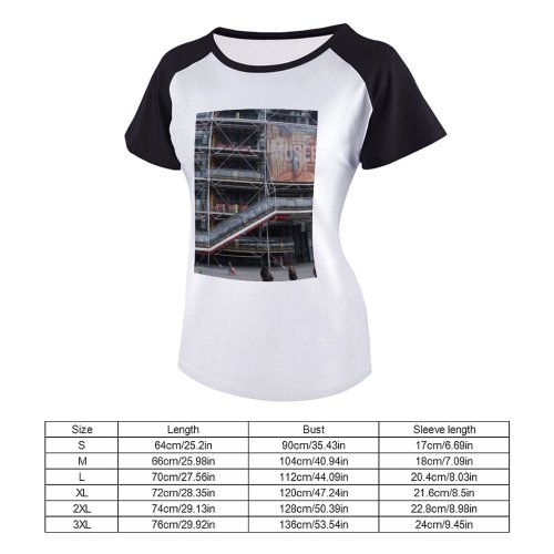 yanfind Women's Sleeve Raglan T Shirt Short Architecture Building City Construction Pompidou Station Technology Train Transportation System