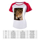 yanfind Women's Sleeve Raglan T Shirt Short Big Cat Carnivore Danger Fur Hunter Lion Lioness Outdoors Panthera