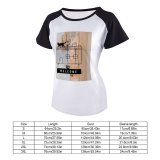 yanfind Women's Sleeve Raglan T Shirt Short Crafts Artwork Cat Chime Decor Decoration Decorative Depth Field Design Door