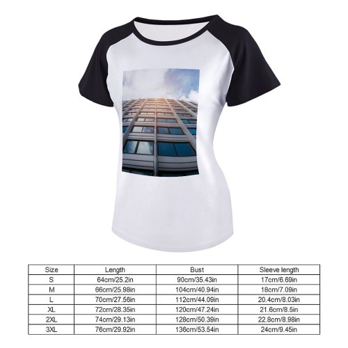 yanfind Women's Sleeve Raglan T Shirt Short Architecture Building Clouds Contemporary Daytime Futuristic Glass Items Shot Office