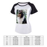 yanfind Women's Sleeve Raglan T Shirt Short Border Collie Cute Dog Pet Puppy