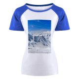 yanfind Women's Sleeve Raglan T Shirt Short Adventure Alpine Altitude Sky Climb Clouds Frost Frozen High Hill