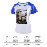yanfind Women's Sleeve Raglan T Shirt Short Architecture Building Ceiling City Commerce Exhibition Hanging Shot Paintings Perspective Stairs