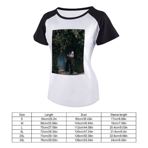 yanfind Women's Sleeve Raglan T Shirt Short Art Door Girl Light Outdoors Plants Portrait Wear Young