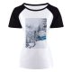 yanfind Women's Sleeve Raglan T Shirt Short Branches Cable Car Daylight Daytime Fog Foggy Forest Freezing Frost Frosty Frozen