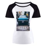 yanfind Women's Sleeve Raglan T Shirt Short Asphalt Automobile Car City Classic Daylight Dodge Lights Luxury Outdoors Parked Pavement