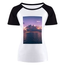 yanfind Women's Sleeve Raglan T Shirt Short Beach Cloud Clouds Cloudscape Cloudy Sky Dawn Desktop Dusk Evening Horizon