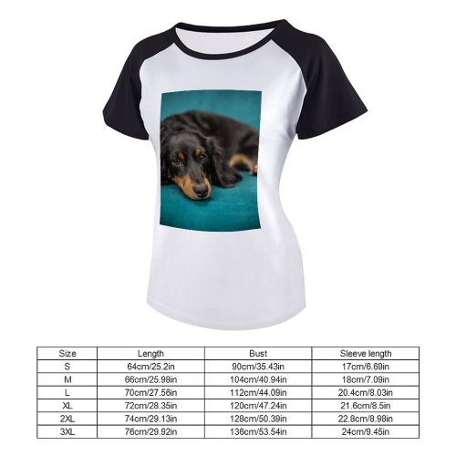 yanfind Women's Sleeve Raglan T Shirt Short Cute Dog Fur Pet Puppy Sit