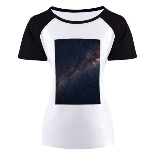 yanfind Women's Sleeve Raglan T Shirt Short Astrology Astronomy Constellation Dark Exploration Galaxy Infinity Insubstantial Exposure Milky Way Nebula