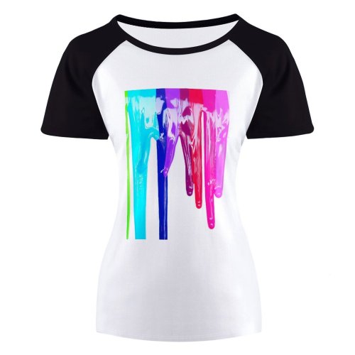 yanfind Women's Sleeve Raglan T Shirt Short Artistic Crafts Colorful Colourful Colours Design Diversity Drip Dripping Lgbt Lgbtq Melting