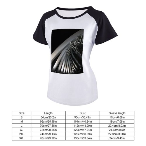yanfind Women's Sleeve Raglan T Shirt Short Architecture Building City Construction Contemporary Light Reflection Concrete Structure Street