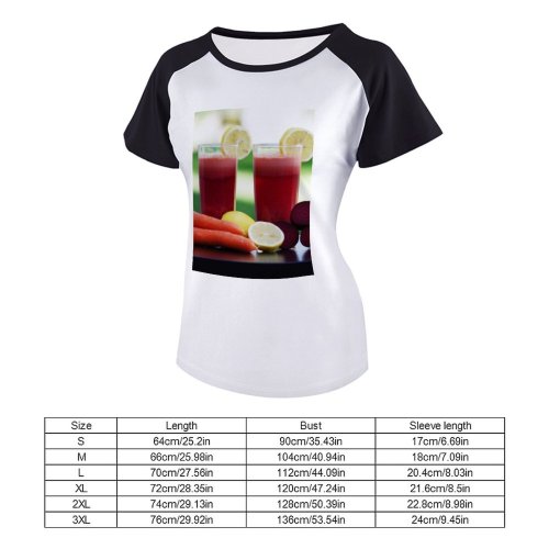 yanfind Women's Sleeve Raglan T Shirt Short Beverage Cocktail Colorful Colourful Concoction Diet Freshness Fruit Glass Glasses Health Healthy