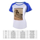 yanfind Women's Sleeve Raglan T Shirt Short Big Cat Cheetah Hunter Safari Savanna Serengeti Africa Wild Wildlife