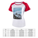 yanfind Women's Sleeve Raglan T Shirt Short Cloudy Daylight Desktop Frost Frozen Landscape Peak Outdoors