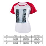 yanfind Women's Sleeve Raglan T Shirt Short Branches Countryside Daylight Forest Freezing Frost Frosty Frozen Landscape Outdoors