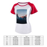 yanfind Women's Sleeve Raglan T Shirt Short Cliff Dawn Idyllic Landscape Range Mountains Outdoors Peaceful Rocky Scenery
