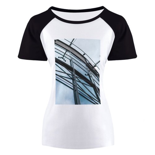 yanfind Women's Sleeve Raglan T Shirt Short Architectural Design Architecture Building Construction Estonia Expression Futuristic Glass Items High