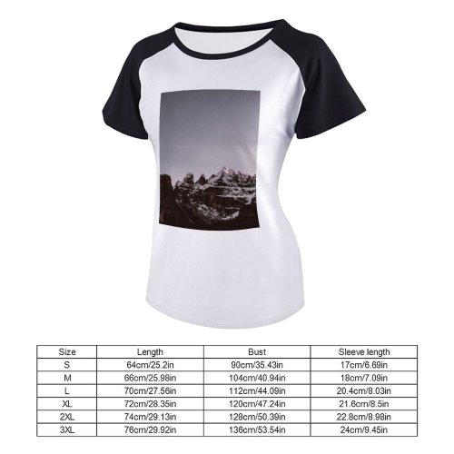 yanfind Women's Sleeve Raglan T Shirt Short Astronomy Evening Exploration Galaxy Landscape Peak Scenery Night Sky Outdoors Rocky