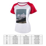 yanfind Women's Sleeve Raglan T Shirt Short Airplane Daylight High Landscape Peak Mountains Outdoors Rocks