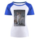 yanfind Women's Sleeve Raglan T Shirt Short Cat Face Cat's Eyes Daytime Fur Kitten Little Outdoors Pet Whiskers