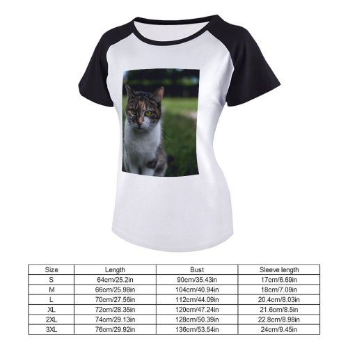 yanfind Women's Sleeve Raglan T Shirt Short Cat Cute Little Pet