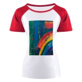 yanfind Women's Sleeve Raglan T Shirt Short Abstract Expressionism Acrylic Art Artistic Canvas Colorful Colourful Contemporary Creative Creativity