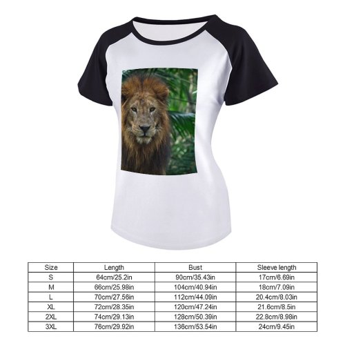 yanfind Women's Sleeve Raglan T Shirt Short Big Cat Biology Carnivore Dangerous Eyes Felidae Ferocious Fierce Fur Furious Hunter