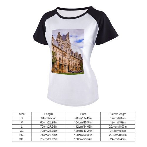 yanfind Women's Sleeve Raglan T Shirt Short Architectural Design Architecture Building Exterior Castle Clouds College Students Daylight Everyday Facade