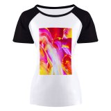 yanfind Women's Sleeve Raglan T Shirt Short Abstract Oil Art Artistic Canvas Colorful Contemporary Creative Creativity Design Vibrant