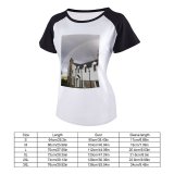 yanfind Women's Sleeve Raglan T Shirt Short Architecture Building Chimney Cloudy Colorful Contemporary Cottage Countryside Dark Dwell Evening Exterior