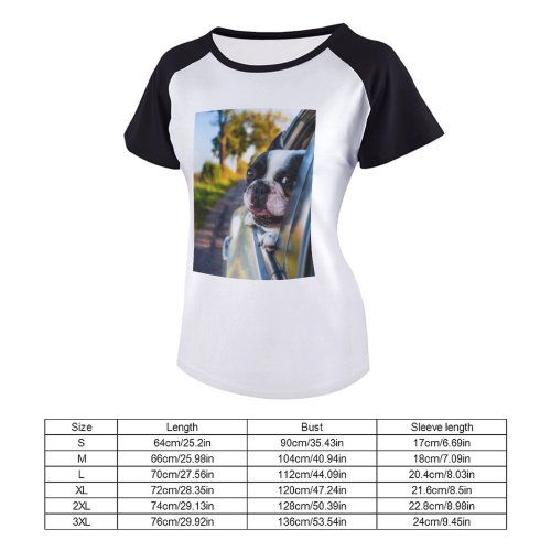 yanfind Women's Sleeve Raglan T Shirt Short Adorable Car Cute Dog Grass Pet Window