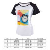 yanfind Women's Sleeve Raglan T Shirt Short Alarm Clock Alert Blank Classic Colorful Concept Conceptual Countdown Creative Deadline Design