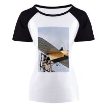 yanfind Women's Sleeve Raglan T Shirt Short Aircraft Airplane Classic Expression Flying High Machine Outdoors Pilot Plane