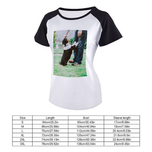 yanfind Women's Sleeve Raglan T Shirt Short Cute Dog Grass Pet Petting Puppy