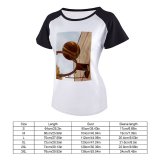 yanfind Women's Sleeve Raglan T Shirt Short Ball Basketball Basket Court Hoop Ring Game Rim Score Shoot Shot Sport