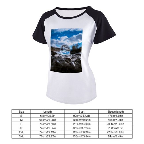 yanfind Women's Sleeve Raglan T Shirt Short Ball Sky Cloud Clouds Cloudy Daylight Lensball Rocks Scenic