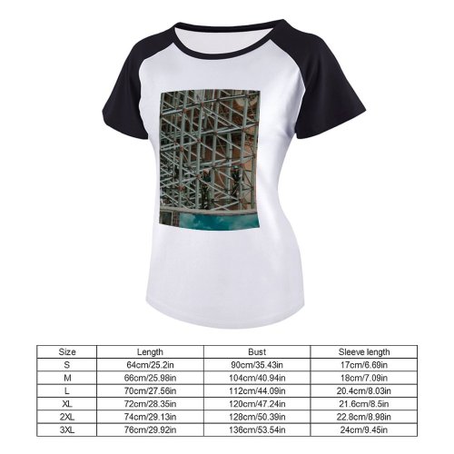 yanfind Women's Sleeve Raglan T Shirt Short Architecture Building Concrete Construction Workers Expression Facade Futuristic Glass Items Iron